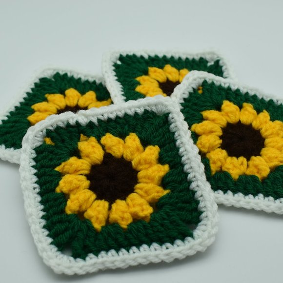 Hand Crafted Other - Handcrafted Crochet Sunflower Coasters set of four
